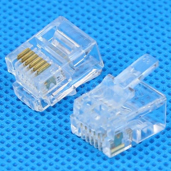 RJ11 Telephone Plug Modular Jack 6P6C Crystal Plug
