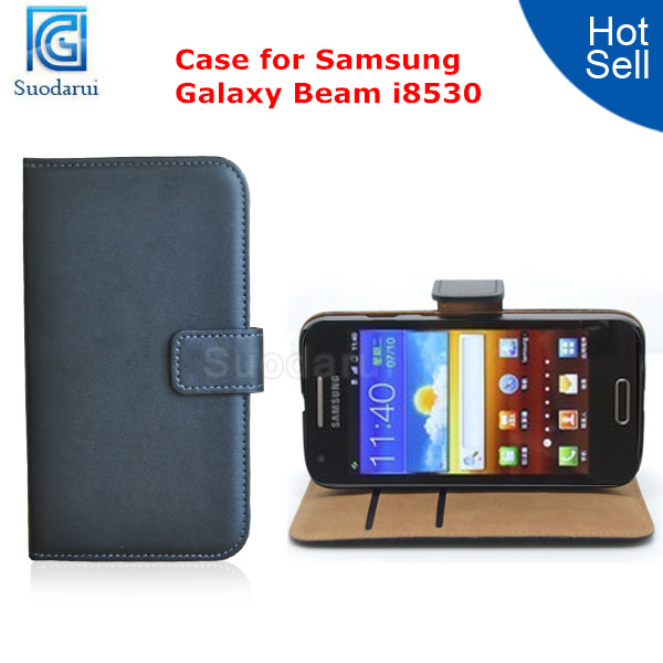 Leather Wallet Flip Cover Case for Samsung Galaxy Beam i8530