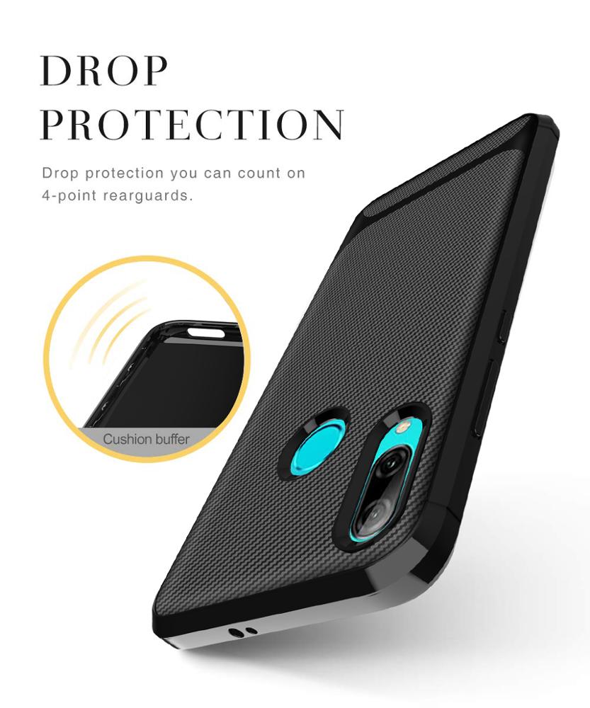 Carbon Fiber Silicon Back Cover For Huawei Y7 2019 Phone Case