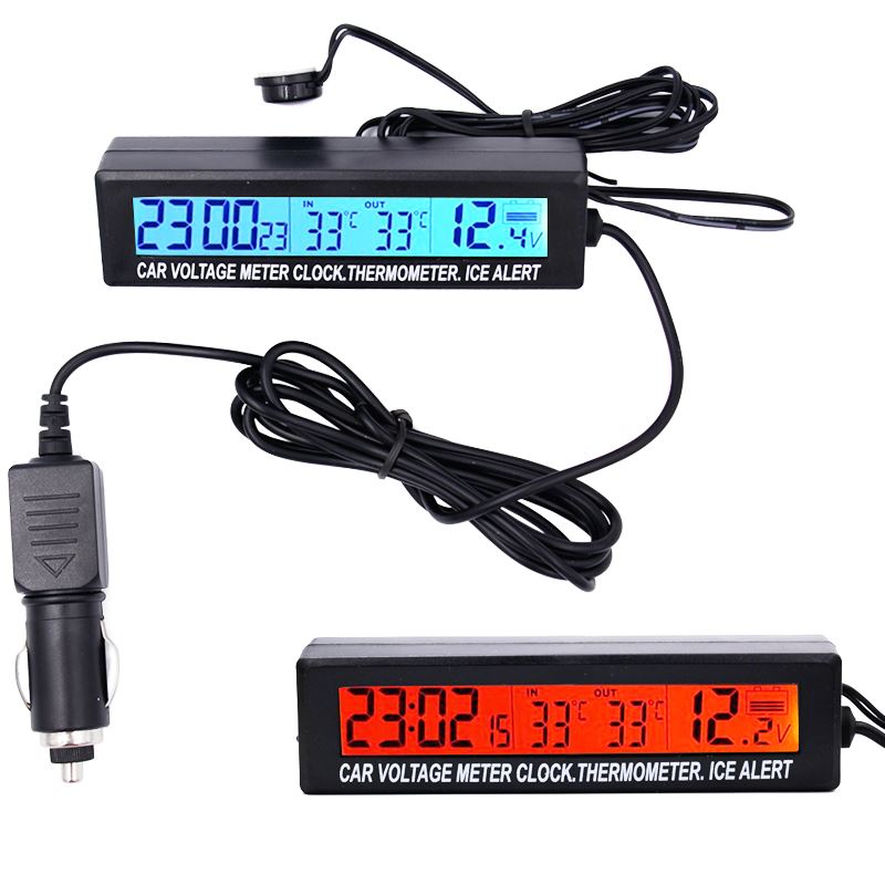 3 in 1 Multifunctional Digital LCD Screen Car voltage clock thermometer Auto Thermometer Voltmeter Temperature Monitor 40%off