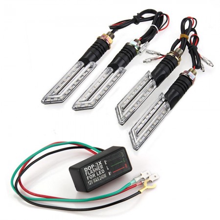 4 15 LED Amber Motorcycle Turn Signal Indicator Light Blinker Flasher Relay