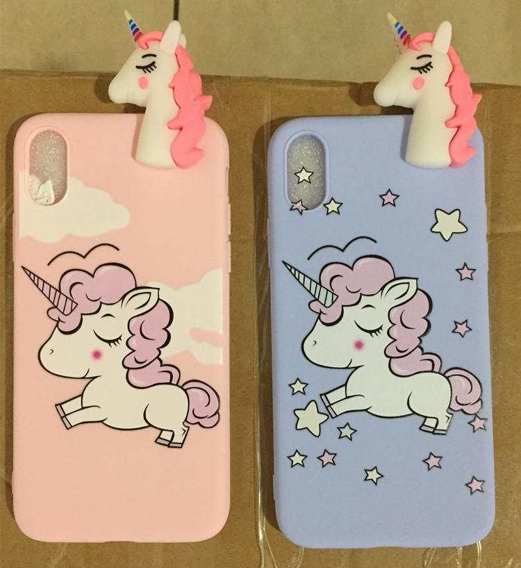 Girl Pink 3D Unicorn Silicone Phone Case for iPhone 8 Plus , for iPhone X Case Unicorn