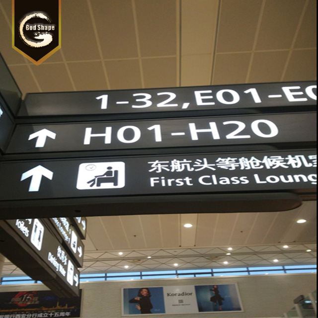 Airport Wayfinding Hanging Illuminated LED Sign for Direction