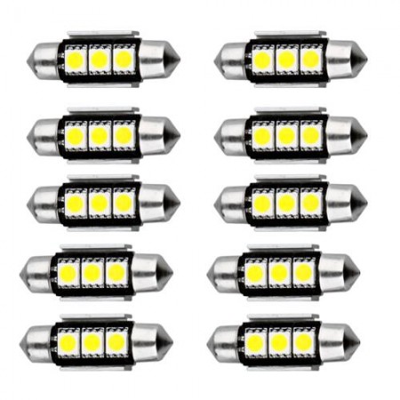 10 CANBUS NO ERROR 3 SMD LED Interior Bulb Light 36mm