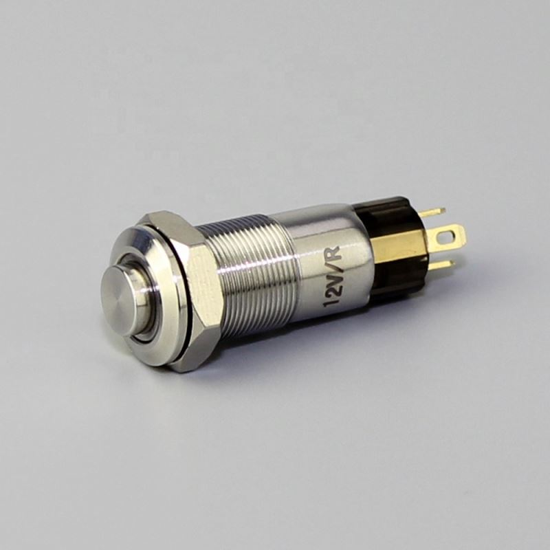 Small Size Single Pole High Button Ring Lighted 4 Pin Metal Waterproof 10mm Pushbutton Switch
