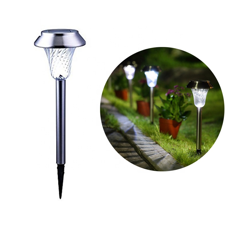 Rechargeable Stainless Steel Garden Outdoor path lights Solar Energy Saving LED Stand Walkway Stake Light for Landscaping
