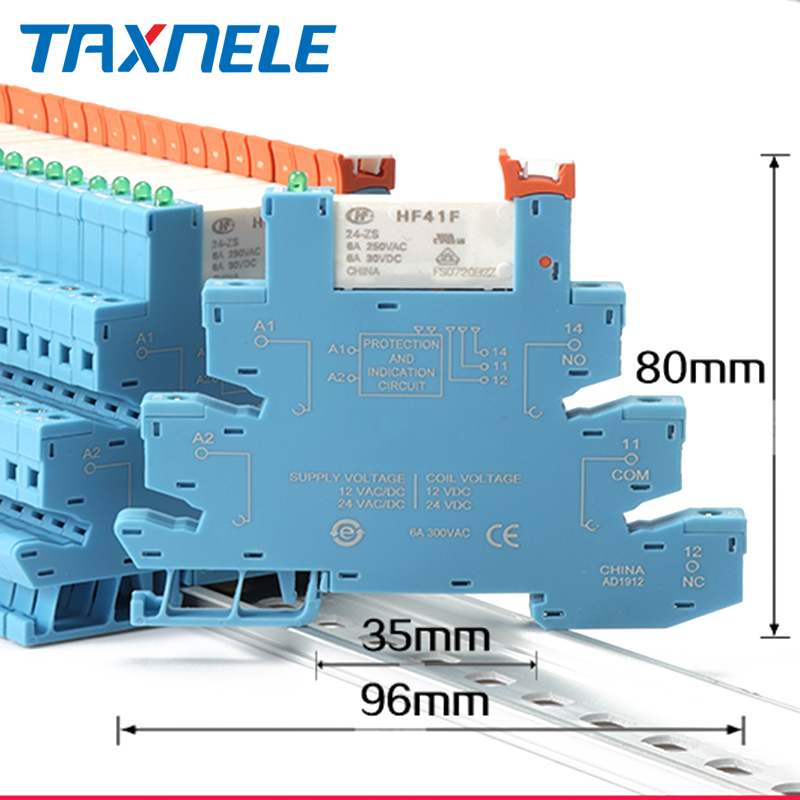 Din Rail Relay Module Switch HF41F 12V 24V DC Integrated PCB Board  SSR Solid Sate Relay Interface Voltage Contact Relay Module