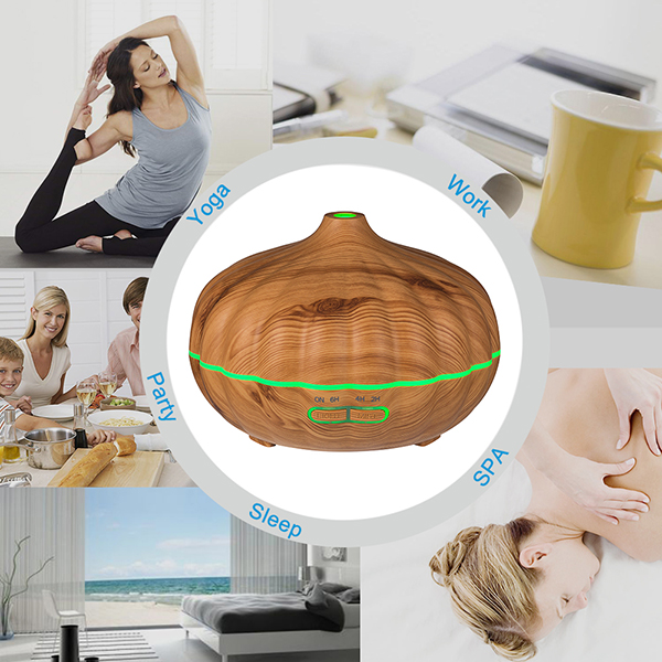 Wooden Silent Cool Mist Essential Oil Ultrasonic Aroma diffuser for LED Soft Night-Light