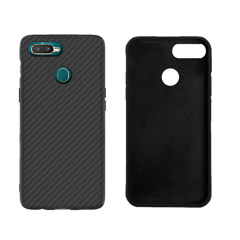 Matte Finish Carbon Fiber Textured Light Thin Shock Absorbing Bumper Skin hard case for OPPO A7N