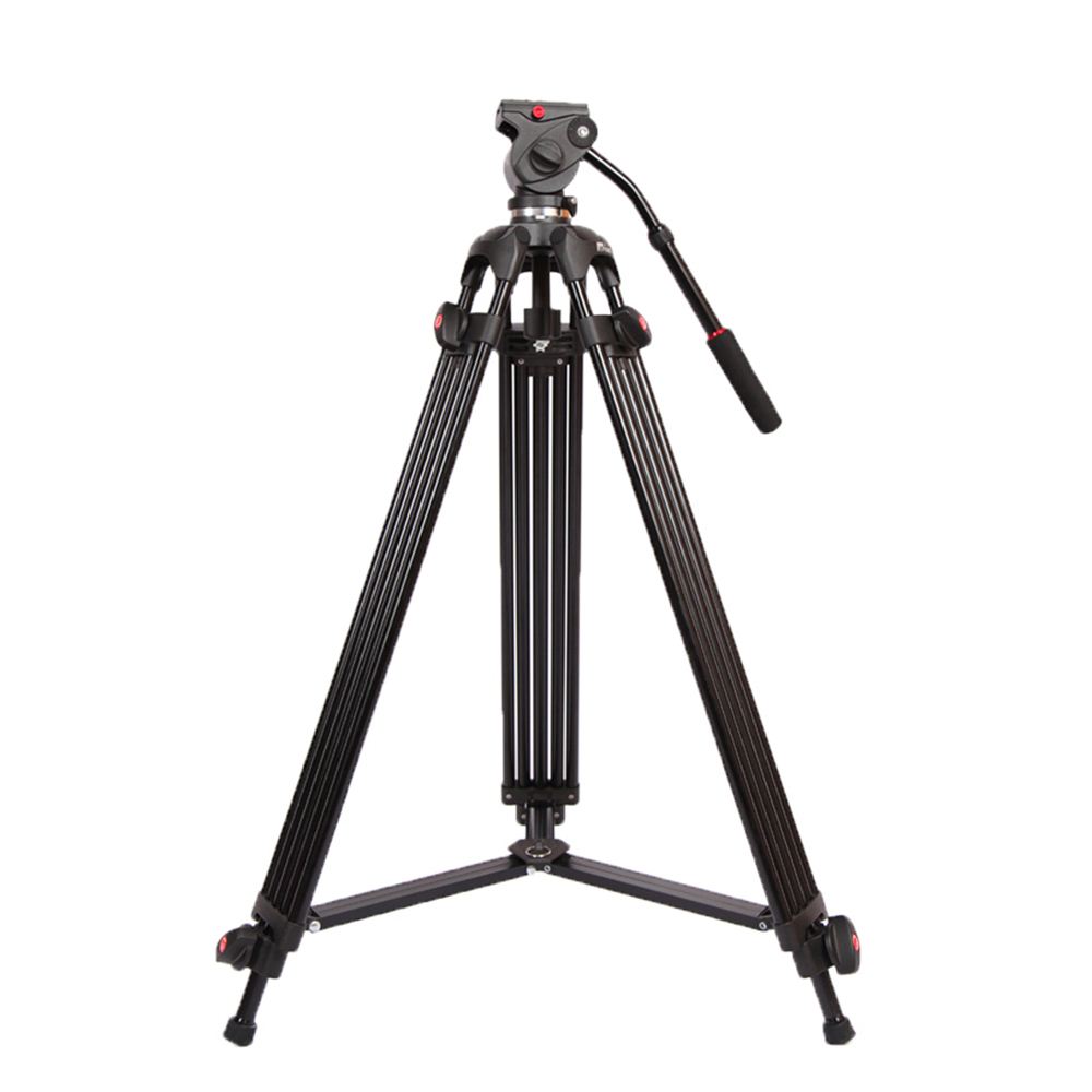 JY0508B 1.8m Aluminum Alloy Camera Tripod Foldable Telescoping DSLR Camcorder Video Tripod with Fluid Drag Head Padded Bag