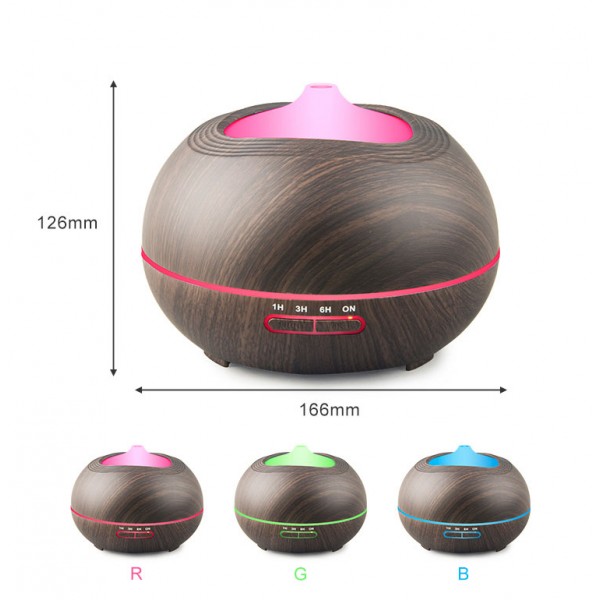 Hidly 400ml Wood Grain Ultrasonic essential oil diffuser with Warm Color LED light  Mist Adjustable for Soothing Relaxation