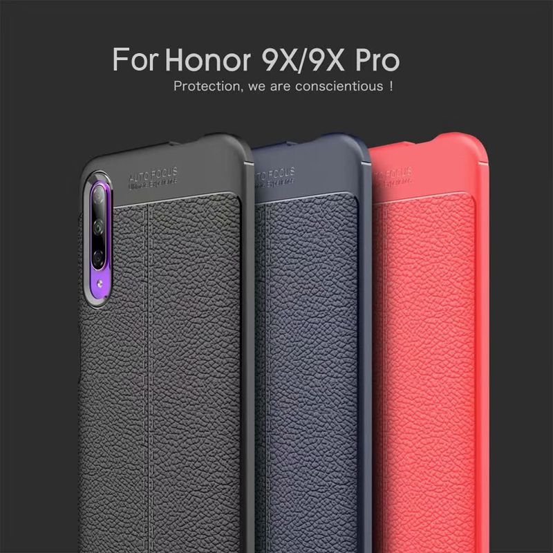 Carbon Fiber Lichee Pattern tpu For Huawei honor 9X Soft TPU Case