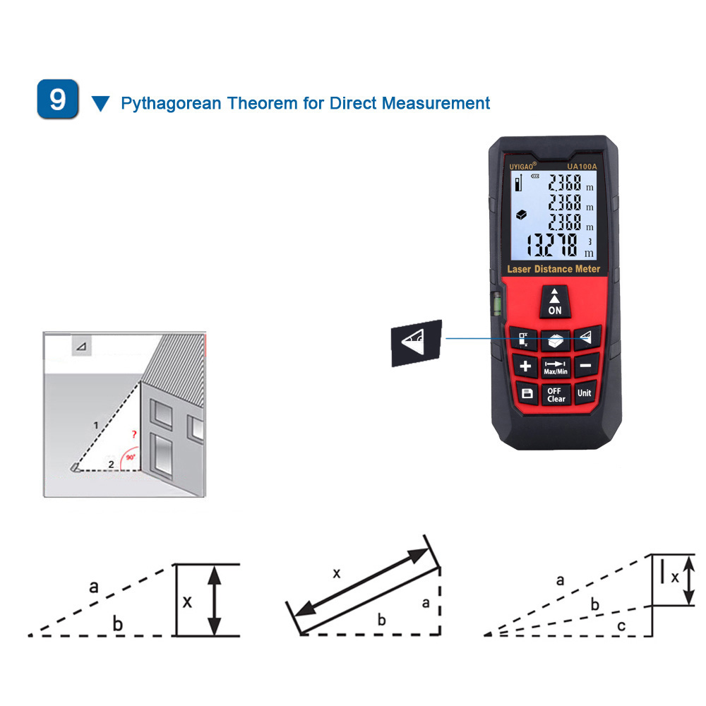 100mHandheld Laser Rangefinder Digital Laser Distance Meter Electronic Ruler Portable Range Finder Self-calibration Level Bubble