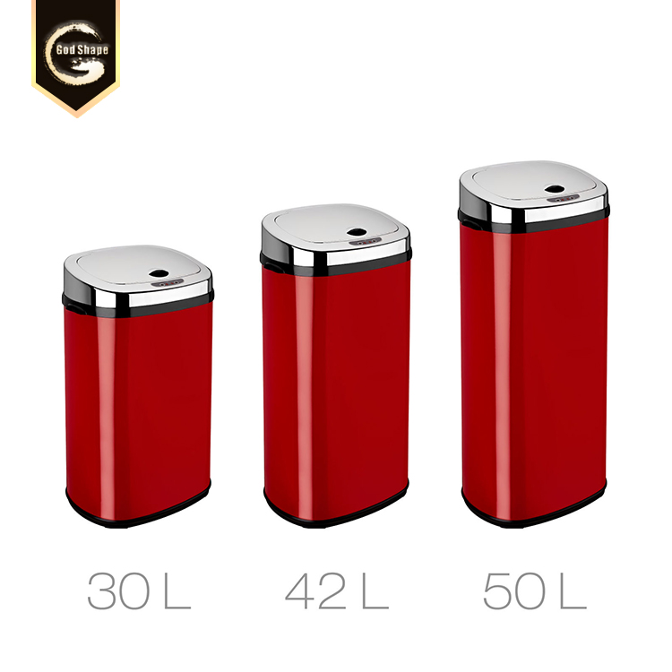 Hot Sale Home Stainless Steel red dustbin with Pedal  Trash Bin foot operated