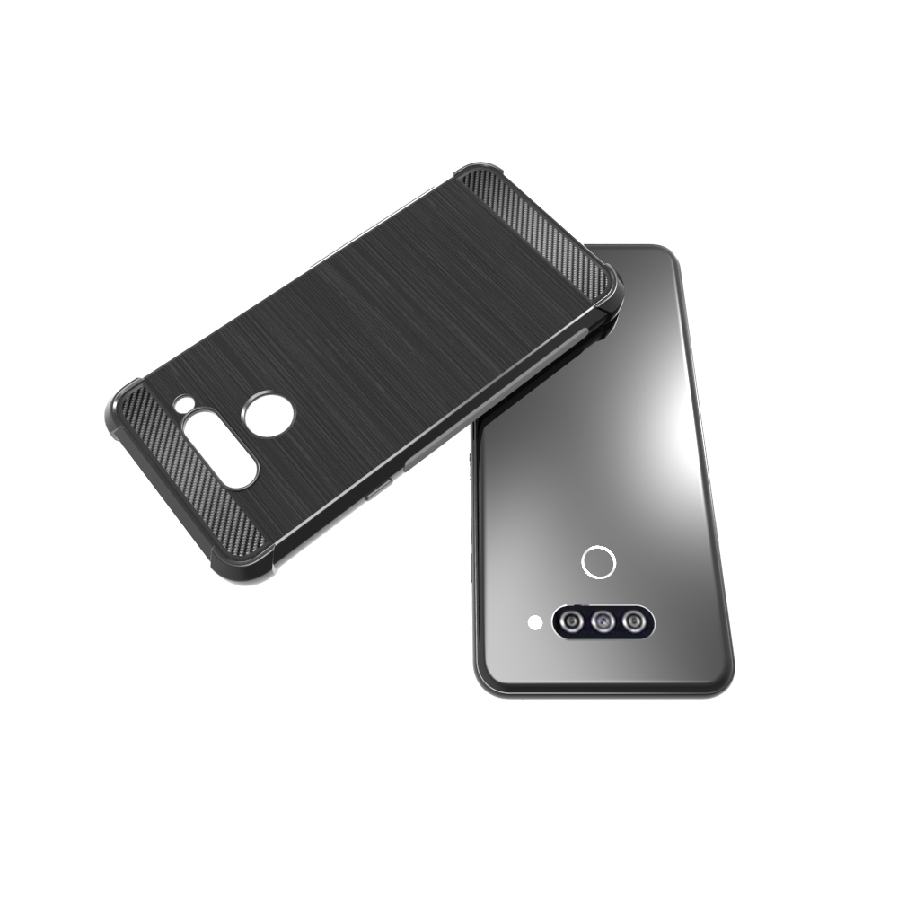 newstyle Carbon Fiber Cover soft Tpu Brushed case For LG Q60