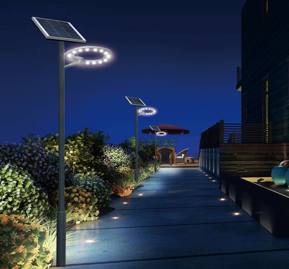 villa decorative solar power green energy 30W outdoor led street light pole solar motion sensor light road