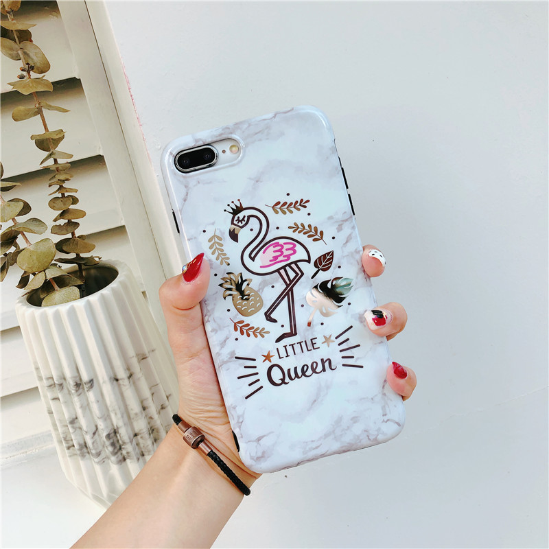 White Queen Flamingo Marble Phone Cover Case for iPhone Xs Max , For iPhone Xr Granite Case