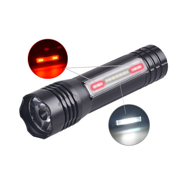 Multifunction LED White and Red Strobe Light Emergency Flashlight with Magnet