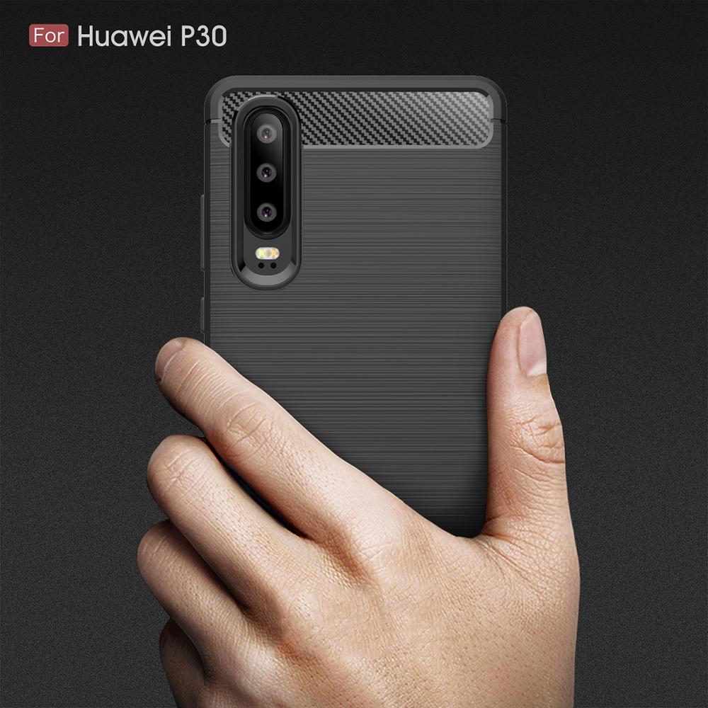 New Arrival Carbon Fiber Tpu case For Huawei P30 brushed tpu soft cover
