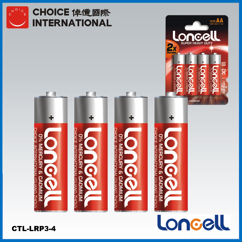 LONCELL aa battery r6p 1.5v   CTL-LRP3-4