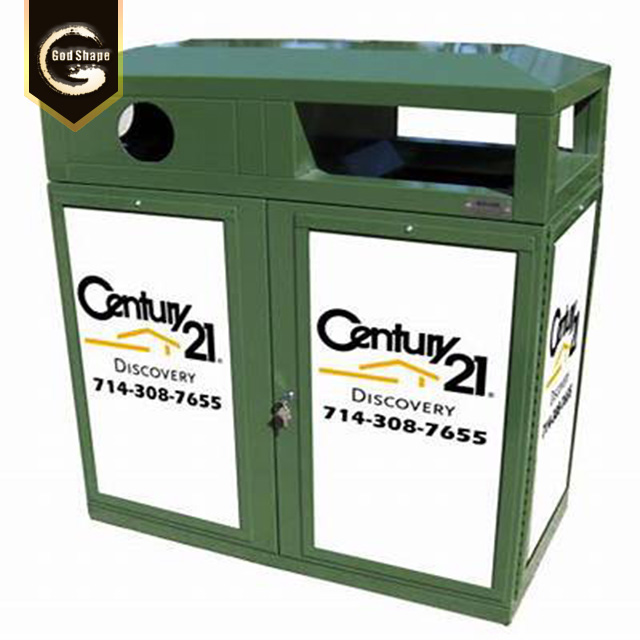 Advertising Custom Factory High Quality Stainless Steel Large Dual Trash Can Waste Dustbin Garbage Can