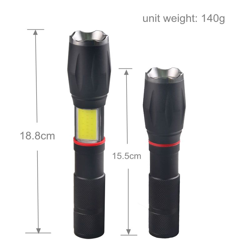 T6 Led Tactical Flashlight Power Flashlights Zoomable Telescopic COB Zoom Torch Light with Magnet