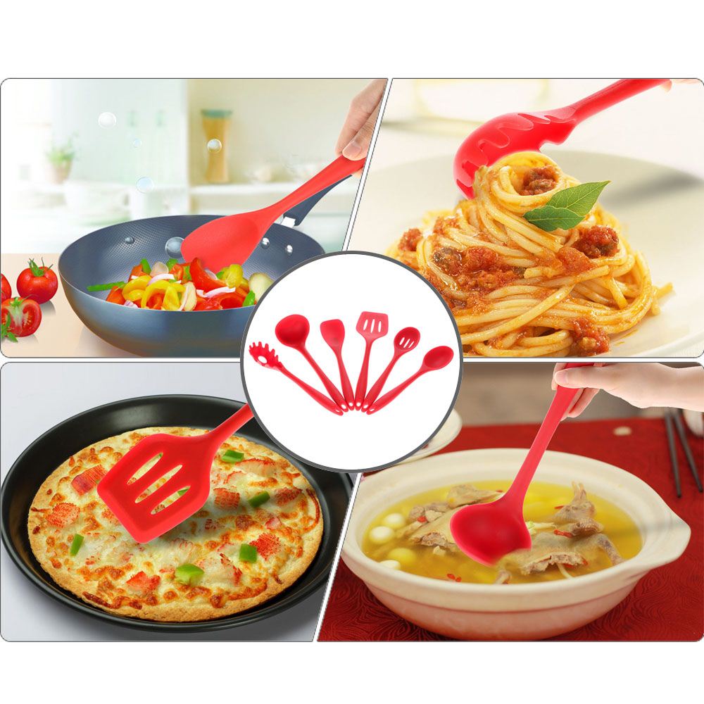 High Quality 6PCs/Set Food Grade Silicone Kitchen Tools Non-Stick Cooking Utensils Set FDA Approved