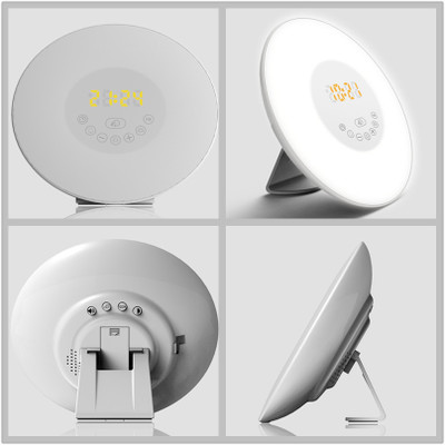 Sunrise Alarm Clock Wake Up Light with 6 Nature Sounds and FM Radio Bedside Sunrise Simulator for Heavy Sleepers