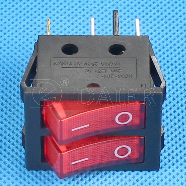 ON OFF 6PIN Dual Rocker Light Switch With 16V Green LED