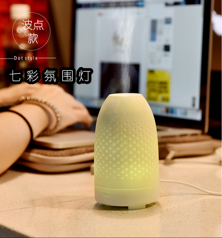 USB Aromatherapy Essential Oil Diffuser Portable Aroma Humidifier Air Refresher Purifier with 7 Colorful LED lights for Office