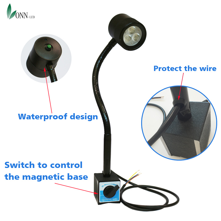 ONN-M3M IP65 CE magnetic base led gooseneck work light for cutting machine China