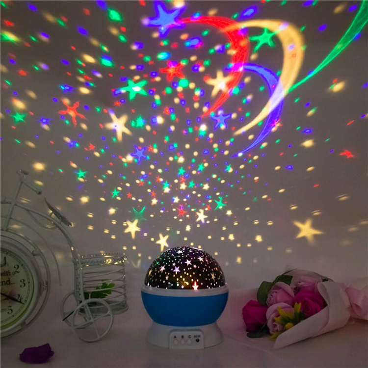 Goldmore romantic 4LED colorful rotating star lights,night light for kinds,USB powered sky night light