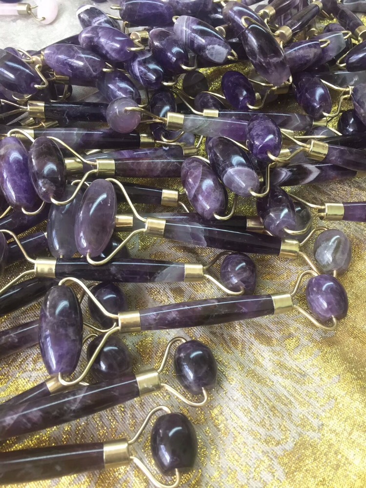 Natural Amethyst Roller Gua Sha Jade Stone Roller for Face