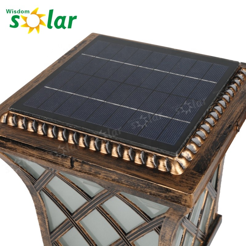 9V 4W solar panel powered aluminum frame pillar light outdoor wall mounted lights