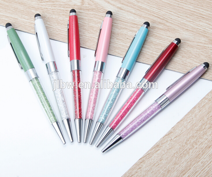 laser logo great quality crystal pen with special design touch screen ballpoint pen