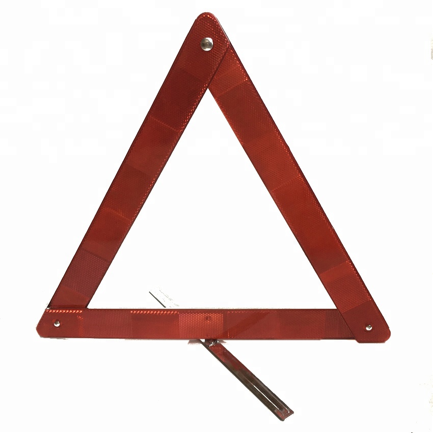 Red safety reflective warning triangle for emergency