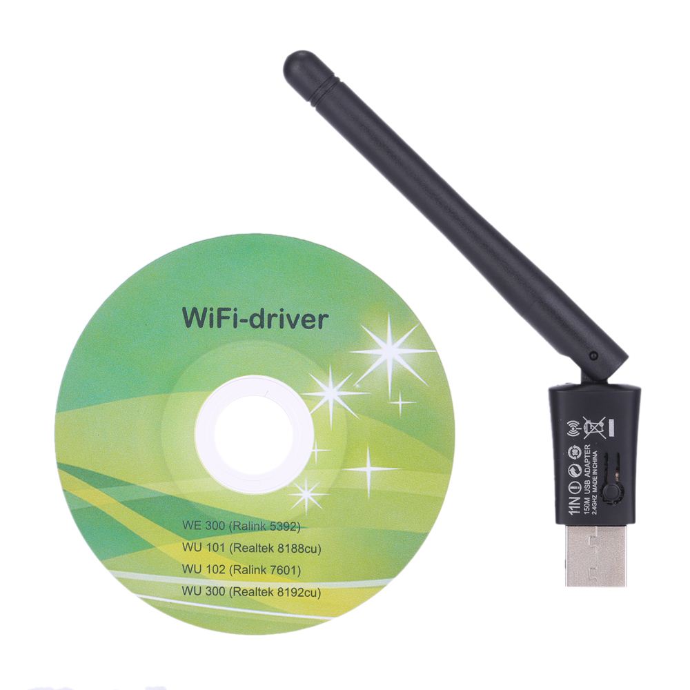 150Mbps Mini USB WiFi Adapter 2.4G Wireless Network WLAN Card with 2DBi Antenna IEEE 802.11n/g/b for Win2000/XP/Vista/ 7/8/10