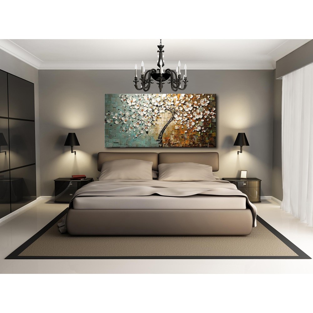 60*120cm Flower Tree Canvas Painting Charming Oil Painting Set Unframed Hand-painted Art Picture for Home Office Decoration