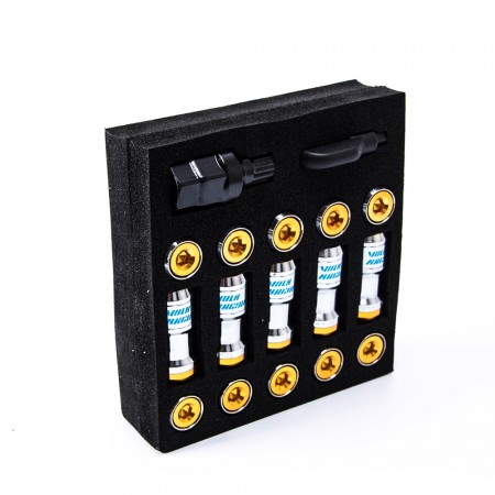 M121.25 Closed End Heptagon Security Lock Wheel Lug Nuts Yellow