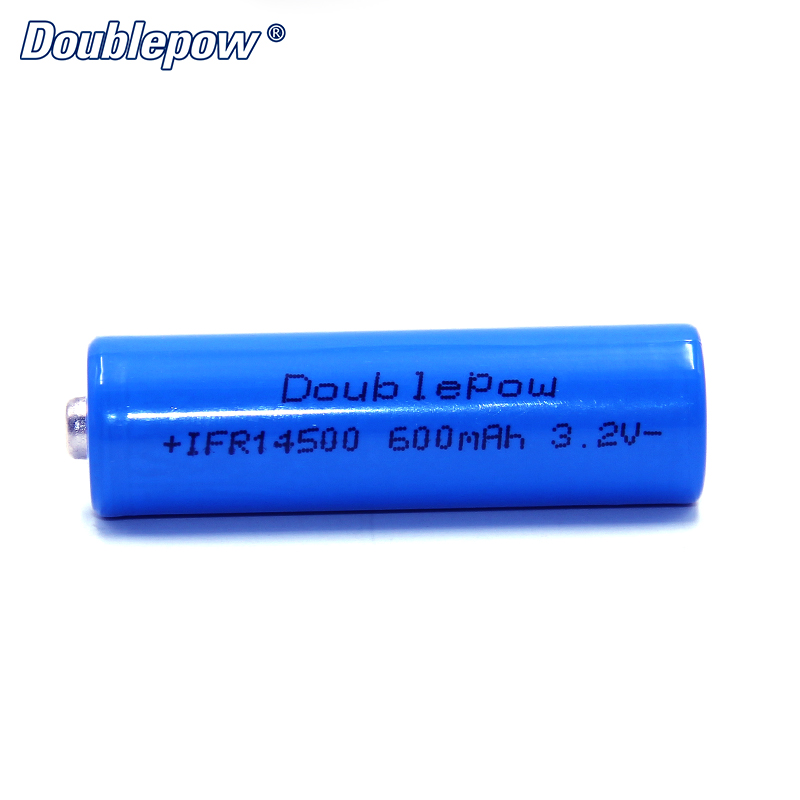 IFR 14500 LiFePO4  600mAh Lithium Battery 3.2V Size AA Button Top Cell