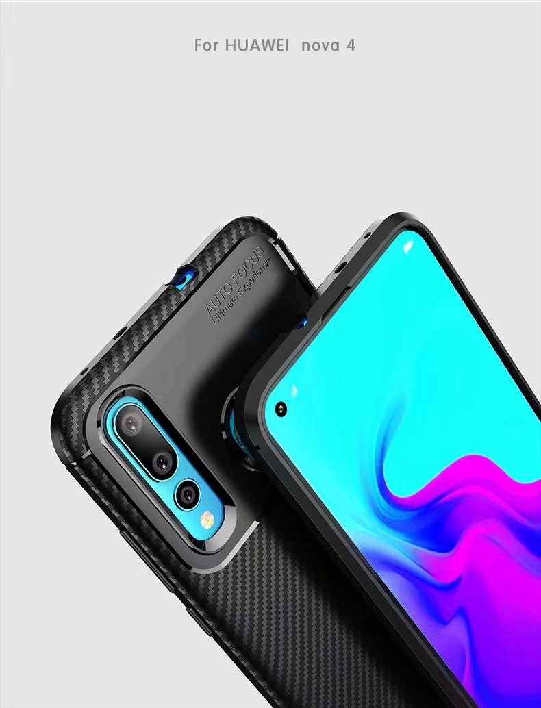 New Premium Shock Protection Carbon Fiber Skin TPU Silicone Case For Huawei Nova 4