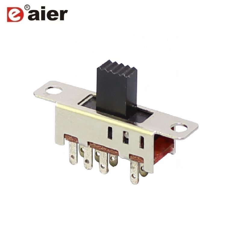 50mA 12VDC Metal 8 Pin Slide Switch 2P3T With Solder Terminal