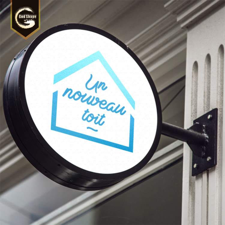 GS outdoor led advertising  light box sign wall mounted two T pole screws fix