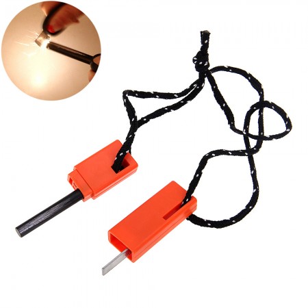 Outdoor Camping Survival Magnesium Flint Stone Fire Starter Lighter Kit Tool Orange New