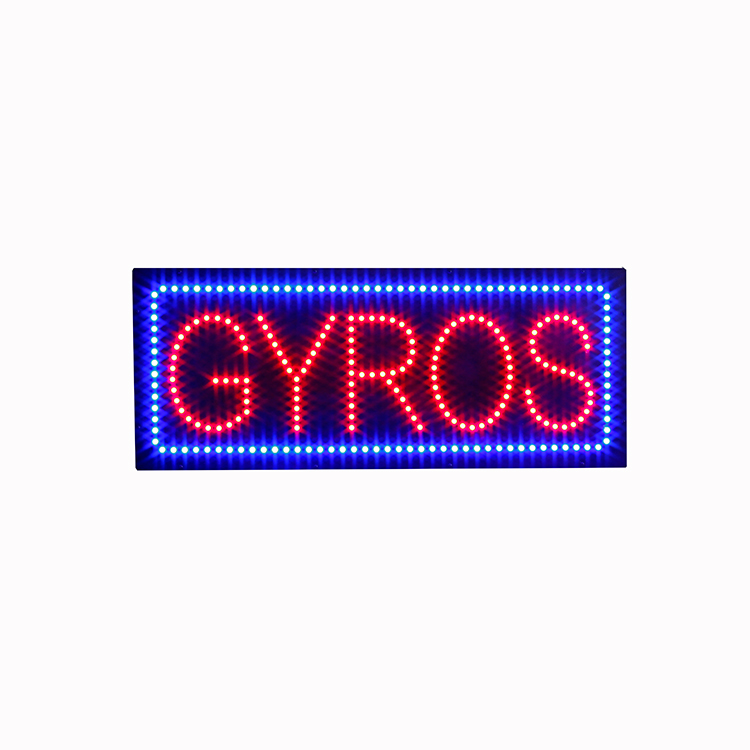 Hidly 13*32 Inch Super Bright GYROS LED Open Sign, Business Shop Advertising Animated Display Billboard