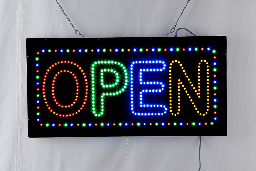 Hidly 12x24 Inches LED Open Sign, Super Bright Electric Advertising Display Board for Business Store, Windows