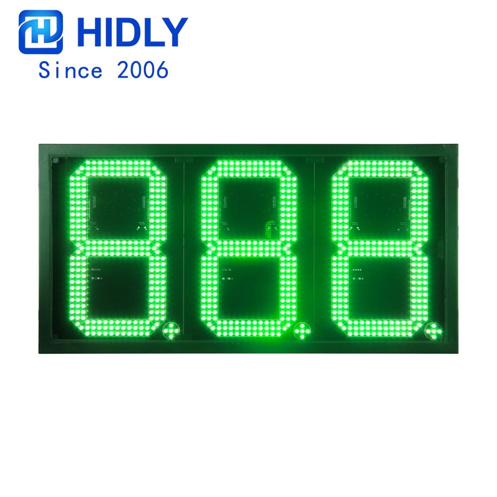 Hidly 12 Inch 7 Segment LED Green Waterproof Digital Number Gas Price Display with  W/ RF Remote Control