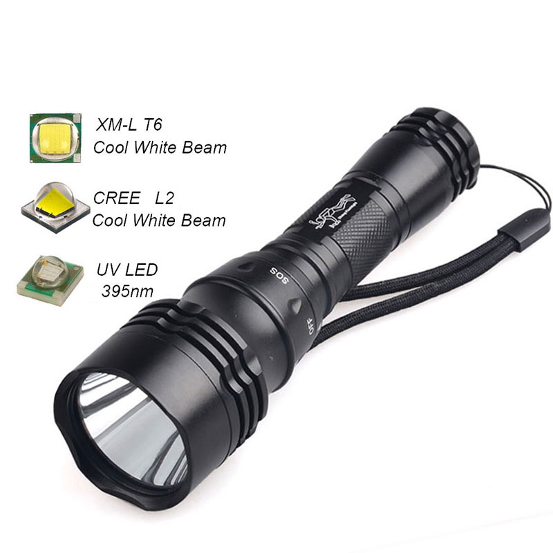 Portable LED Diving Torch XM-L2 or T6 or UV LED Most Power Flashlight Waterproof LED Light