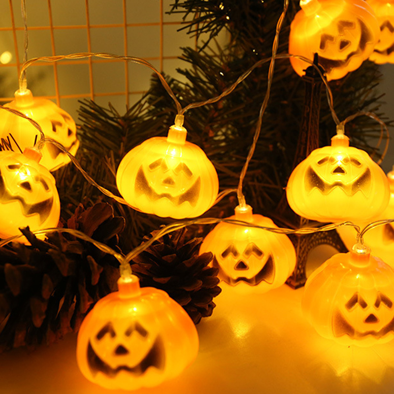 8 Light Modes MINI Warm White LED Pumpkin Halloween Lights AA Holiday Decorations Lights IP65 Waterproof Holiday String Lights