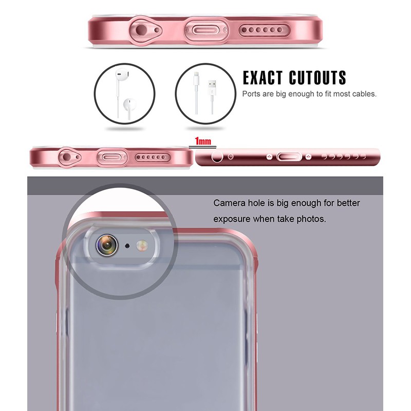 High quality bumper PC and Back Transparent TPU with Attached Dust Caps For Apple iphone 7 7 Plus